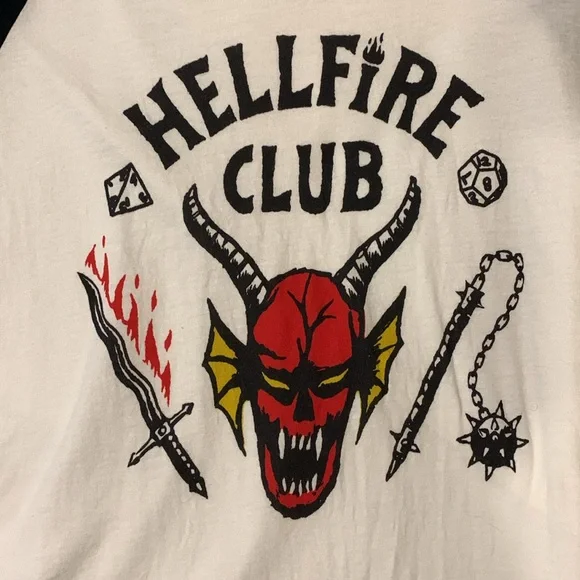 Women’s Stranger Things Hellfire Club 3/4 Baseball Tee - Picture 4 of 7